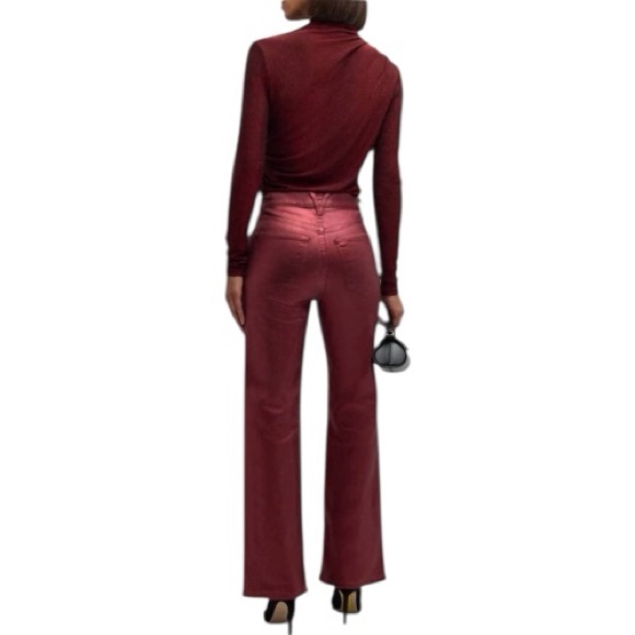 Veronica Beard Mylie Top Ruched Mock Neck Long Sleeve Top Size M In Crimson Red - Picture 2 of 15